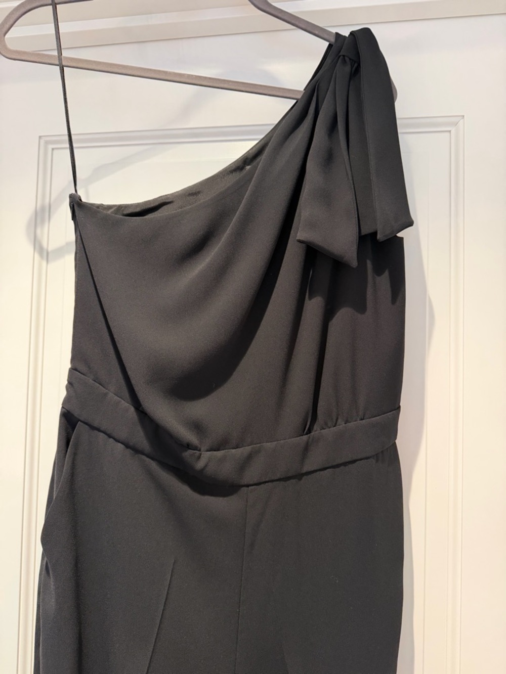 J. Crew One-Shoulder Black Jumpsuit with Bow at Shoulder - Picture 6 of 7